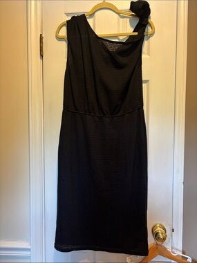 NWT Cupshe Black Asymmetric Net Mesh Tie Shoulder Swim Coverup Dress XL